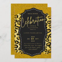 Invitaciones para el tema del Glitzy Black Gold Br