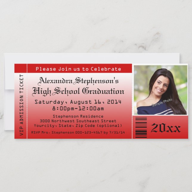 Invitaciones para el Ticket de Graduación de Fotog (Anverso)