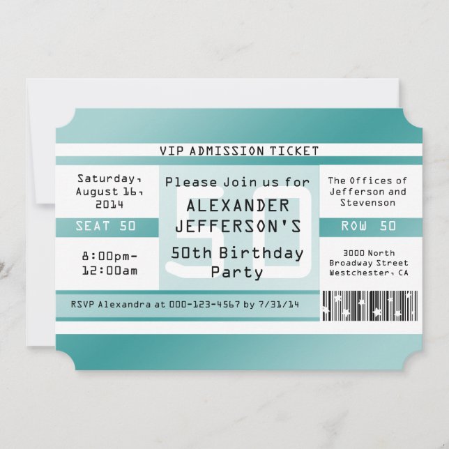 Invitaciones para el vale de fiesta de cumpleaños (Anverso)