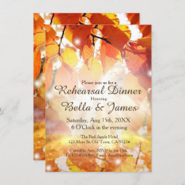Invitaciones para ensayo de boda de otoño en hojas