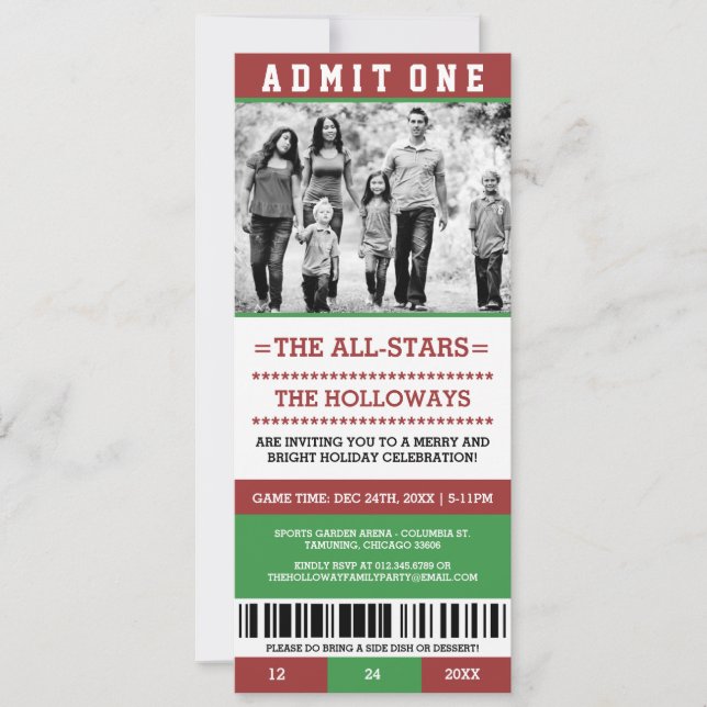 Invitaciones para entradas de feriado de Navidades (Anverso)