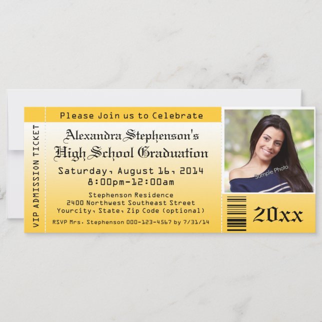Invitaciones para entradas de graduación de fotos  (Anverso)