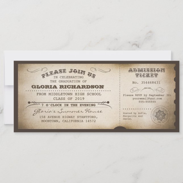 invitaciones para entradas de graduación de tipogr (Anverso)