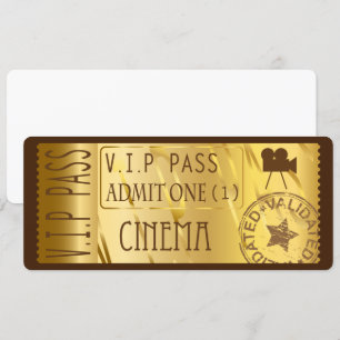Invitaciones para entradas de películas de oro