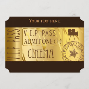 Invitaciones para entradas de películas de oro