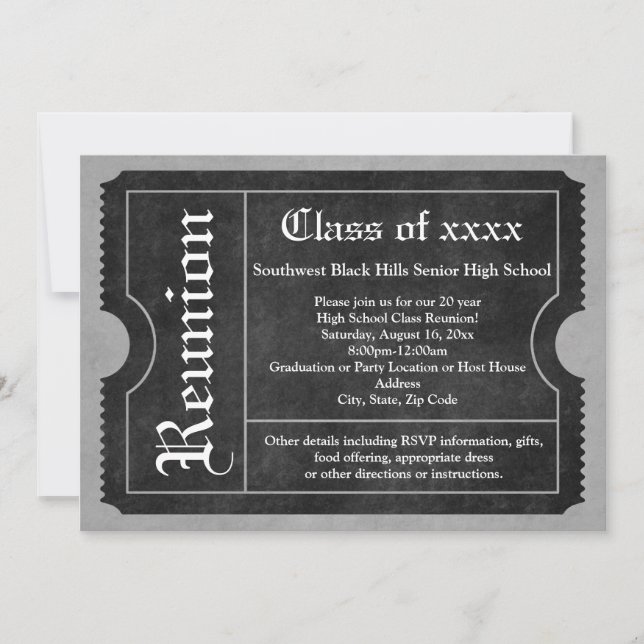Invitaciones para entradas de Reunión de Clase Neg (Anverso)