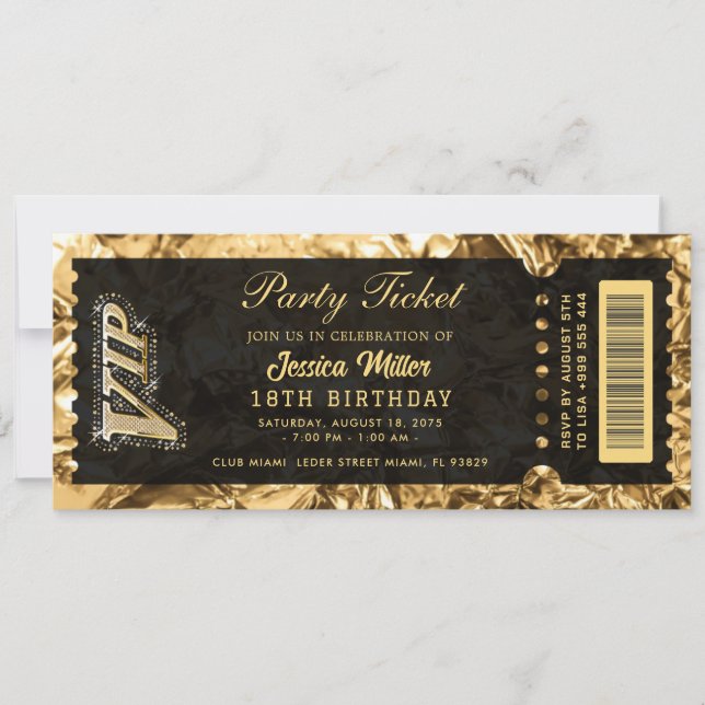 invitaciones para entradas doradas (Anverso)