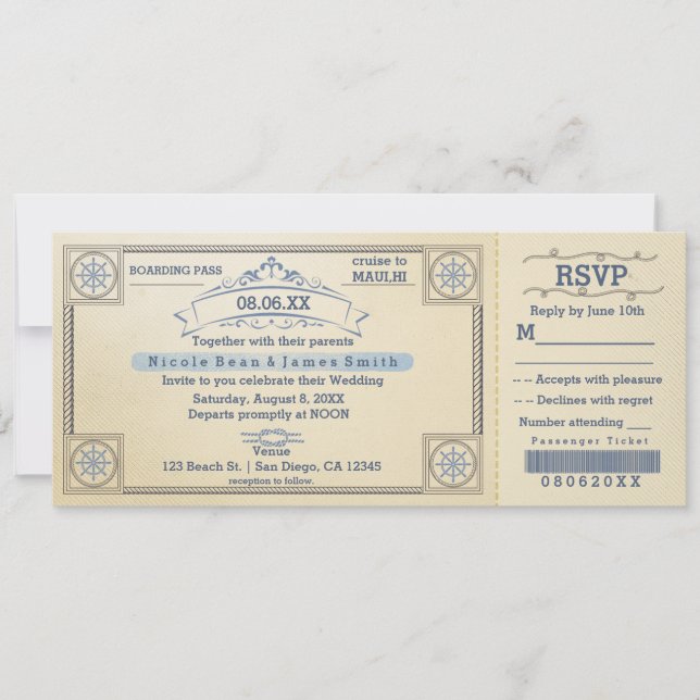 Invitaciones para entradas para bodas de bodas de  (Anverso)