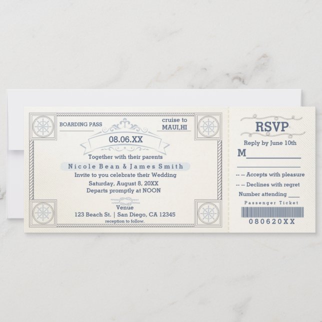 Invitaciones para entradas para bodas de bodas de  (Anverso)