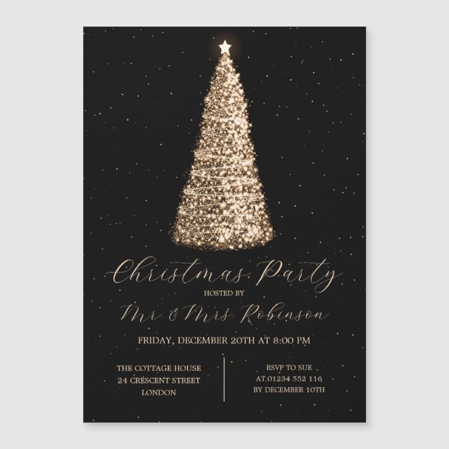 Invitaciones para esparkle de árbol de oro de Glam (Anverso)
