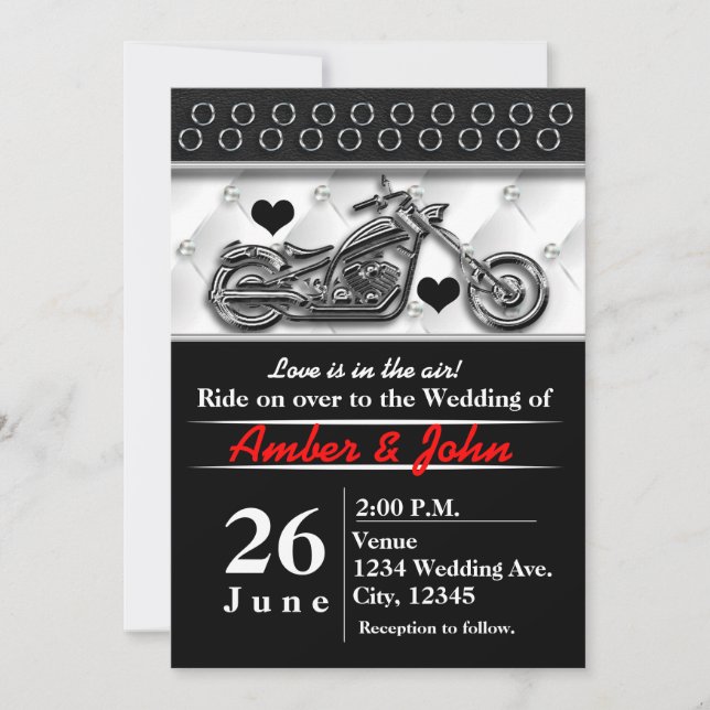 Invitaciones para Evento de Boda de Motociclistas (Anverso)