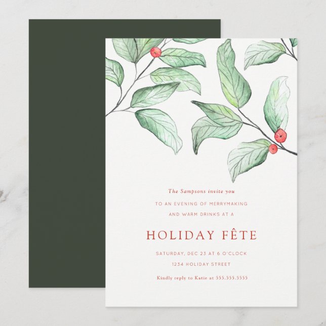 Invitaciones para feriados de invierno en Berries (Anverso / Reverso)
