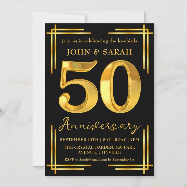 invitaciones para fiesta de aniversario número 50  (Anverso)