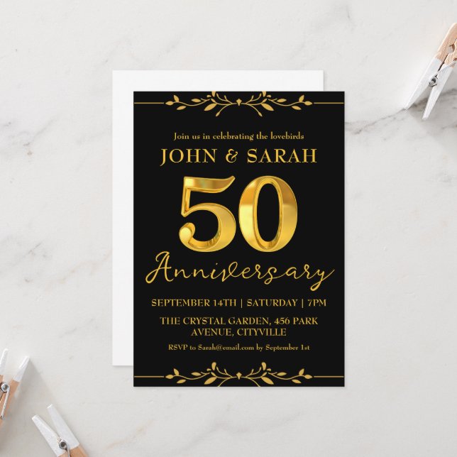 invitaciones para fiesta de aniversario número 50  (Anverso/Reverso In Situ)