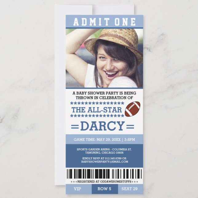 Invitaciones para fiesta de baby shower de fútbol  (Anverso)