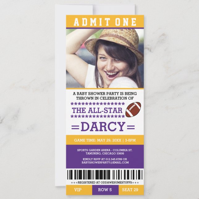 Invitaciones para fiesta de baby shower de fútbol  (Anverso)