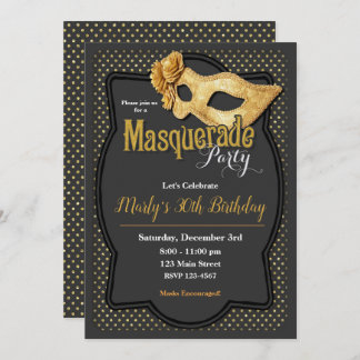 Invitaciones para Fiesta de Baile de Máscaras