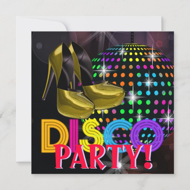 Invitaciones para fiesta de baile Disco con bola d (Anverso)