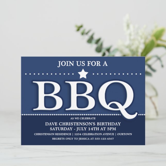 Invitaciones para fiesta de barbacoa de verano (Anverso de pie)