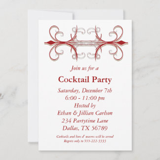 Invitaciones para fiesta de cóctel rojas y doradas