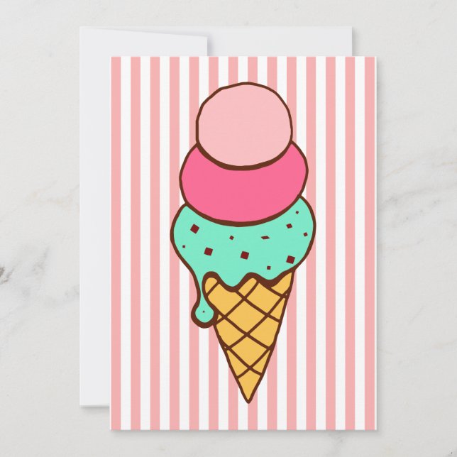 Invitaciones para fiesta de conos de helado (Anverso)