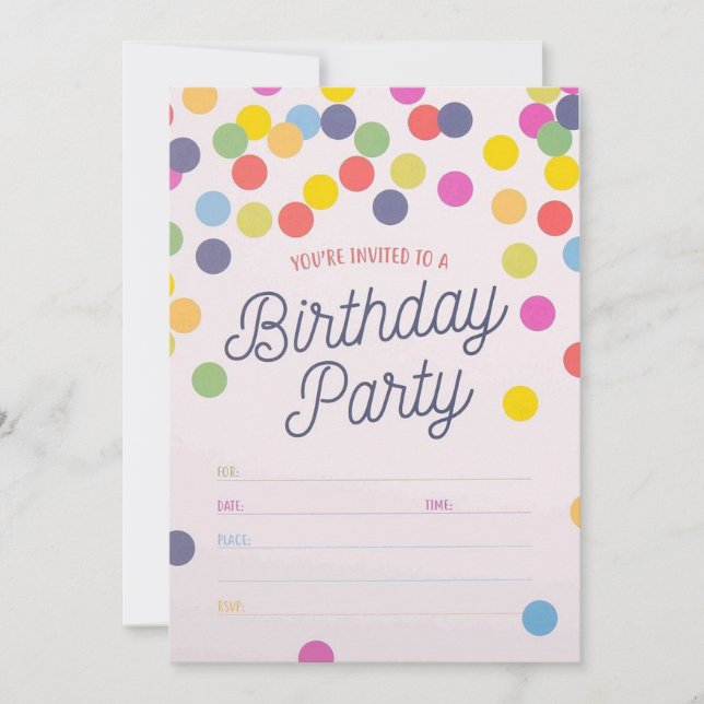 Invitaciones para fiesta de cumpleaños (Anverso)