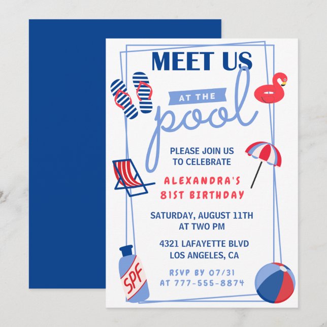 Invitaciones para fiesta de cumpleaños 81 en pisci (Anverso / Reverso)