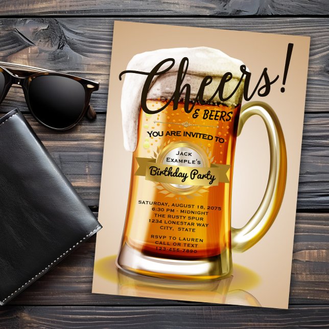Invitaciones para Fiesta de Cumpleaños con Cerveza (Cheers and beers any event invitation. You can change all text, font and wording as needed,)