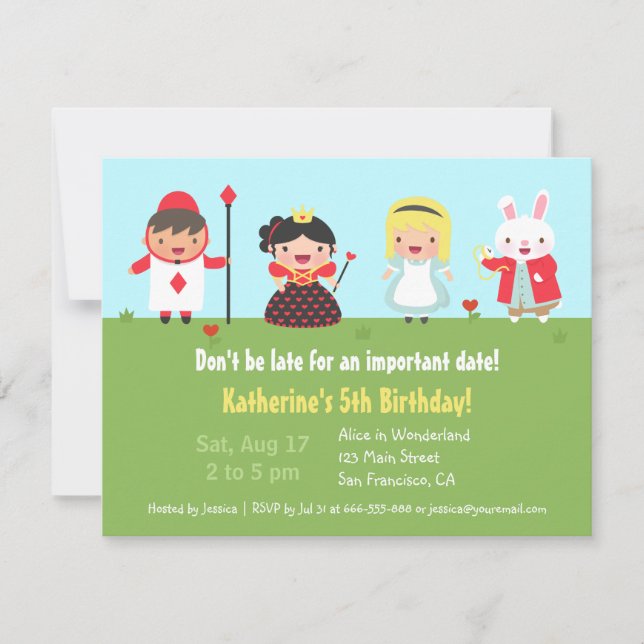 Invitaciones para Fiesta de Cumpleaños de Alicia e (Anverso)
