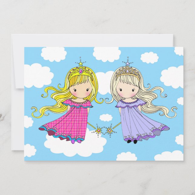 Invitaciones para fiesta de cumpleaños de gemelas (Anverso)