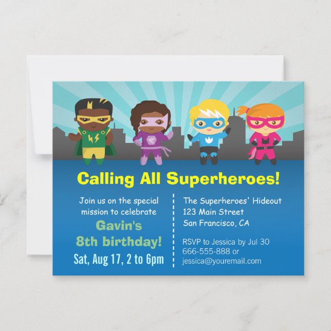 Invitaciones para Fiesta de Cumpleaños de Niños Su (Anverso)