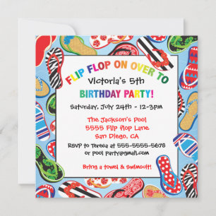 Invitaciones para fiesta de cumpleaños de sandalia