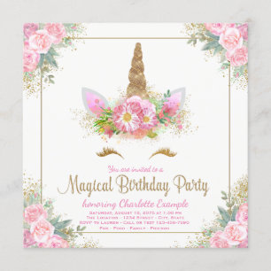 Invitaciones para fiesta de cumpleaños de unicorni