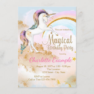 Invitaciones para fiesta de cumpleaños de unicorni