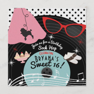 Invitaciones para fiesta de discos de los años 50