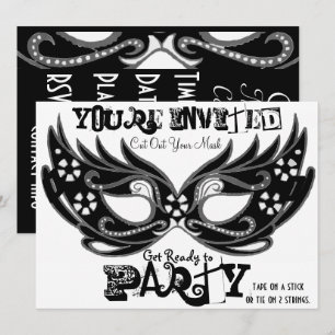 Invitaciones para Fiesta de Disfraces con Máscara