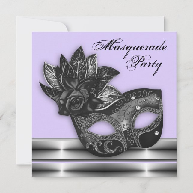Invitaciones para fiesta de disfraz de lavanda púr (Anverso)