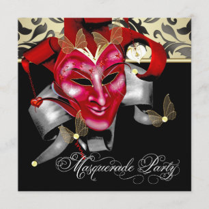 Invitaciones para fiesta de disfraz de rojo negro