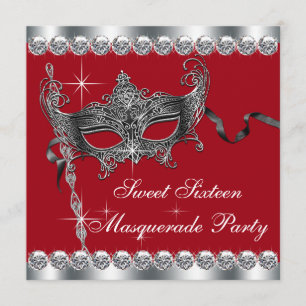 Invitaciones para Fiesta de Disfraz Rojo Dulce Die