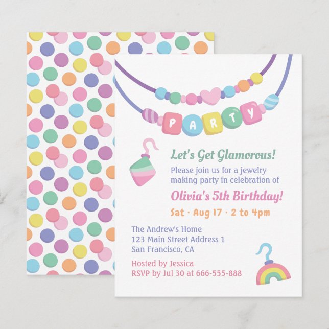 Invitaciones para fiesta de fabricación de joyas p (Anverso / Reverso)