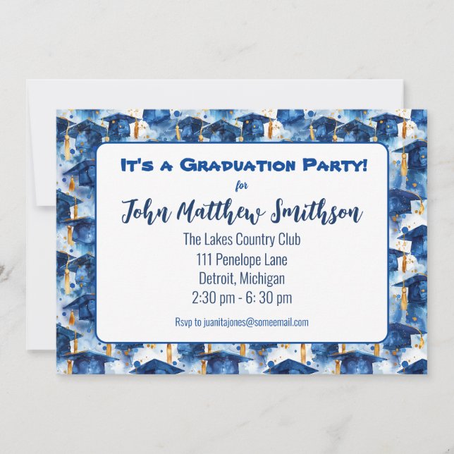 Invitaciones para fiesta de gorra de graduación az (Anverso)