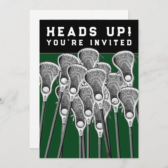 Invitaciones para Fiesta de Lacrosse (Anverso / Reverso)