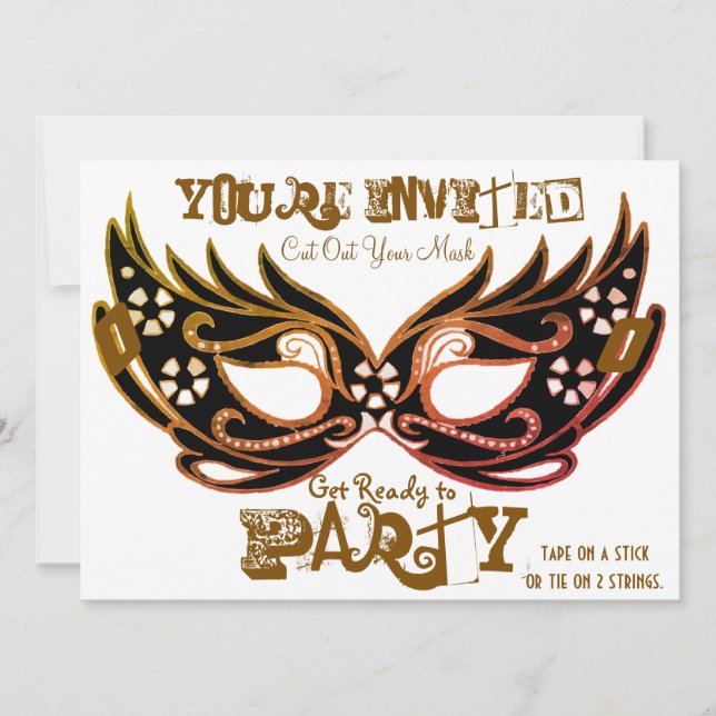 Invitaciones para Fiesta de Máscaras "Corta Máscar (Anverso)