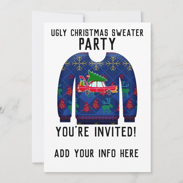 INVITACIONES PARA FIESTA DE NAVIDAD CON SUÉTERES F (Anverso)