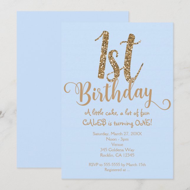 Invitaciones para fiesta de niños 1er CUMPLEAÑOS 1 (Anverso / Reverso)