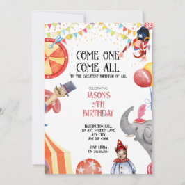 Invitaciones para fiesta de niños con tema de circ