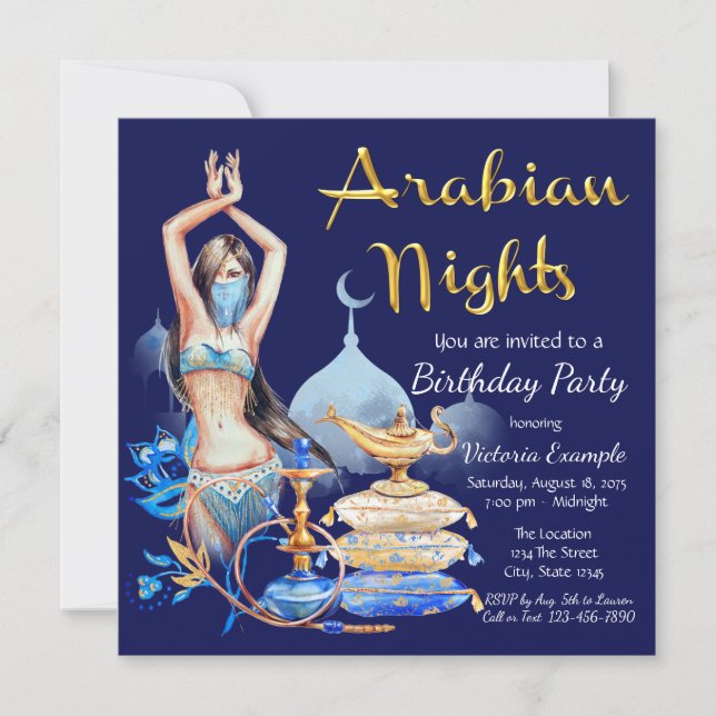 Invitaciones para Fiesta de Noche Árabe (Anverso)