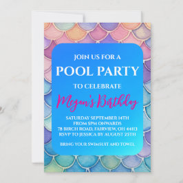invitaciones para fiesta de piscina de sirena