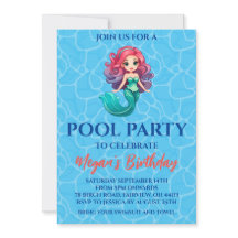 invitaciones para fiesta de piscina de sirena