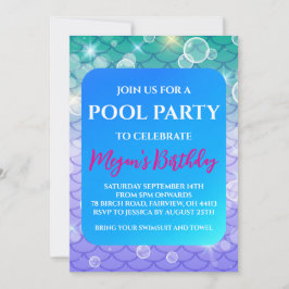 invitaciones para fiesta de piscina de sirena